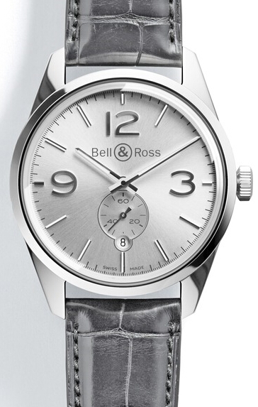 Bell & Ross Vintage BR 123 Officer Silver Steel BRG123-WH-ST/SCR replica watch - Click Image to Close
